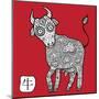 Chinese Zodiac. Animal Astrological Sign. Cow.-Katyau-Mounted Art Print