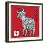 Chinese Zodiac. Animal Astrological Sign. Cow.-Katyau-Framed Art Print