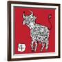 Chinese Zodiac. Animal Astrological Sign. Cow.-Katyau-Framed Art Print