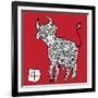 Chinese Zodiac. Animal Astrological Sign. Cow.-Katyau-Framed Art Print