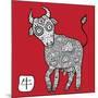 Chinese Zodiac. Animal Astrological Sign. Cow.-Katyau-Mounted Art Print