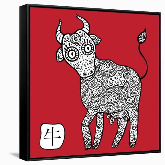 Chinese Zodiac. Animal Astrological Sign. Cow.-Katyau-Framed Stretched Canvas