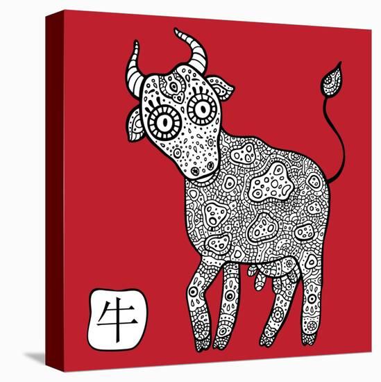 Chinese Zodiac. Animal Astrological Sign. Cow.-Katyau-Stretched Canvas