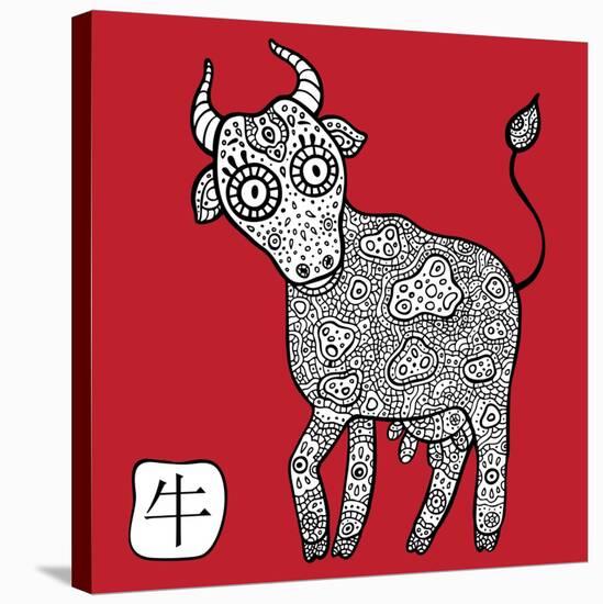 Chinese Zodiac. Animal Astrological Sign. Cow.-Katyau-Stretched Canvas