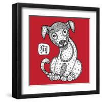 Chinese Zodiac. Animal Astrological Sign. Dog.-Katyau-Framed Art Print