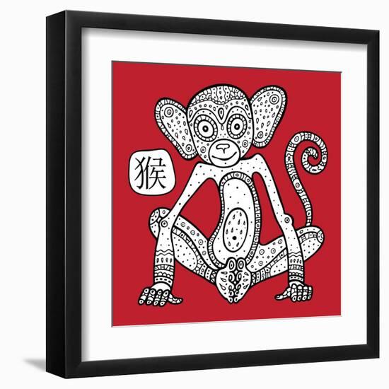 Chinese Zodiac. Animal Astrological Sign. Monkey.-Katyau-Framed Art Print