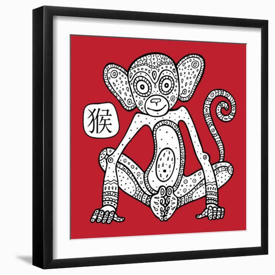 Chinese Zodiac. Animal Astrological Sign. Monkey.-Katyau-Framed Art Print