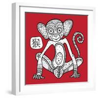 Chinese Zodiac. Animal Astrological Sign. Monkey.-Katyau-Framed Art Print