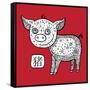 Chinese Zodiac. Animal Astrological Sign. Pig.-Katyau-Framed Stretched Canvas