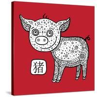 Chinese Zodiac. Animal Astrological Sign. Pig.-Katyau-Stretched Canvas