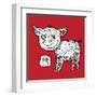 Chinese Zodiac. Animal Astrological Sign. Pig.-Katyau-Framed Art Print