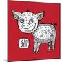 Chinese Zodiac. Animal Astrological Sign. Pig.-Katyau-Mounted Art Print