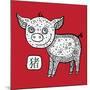 Chinese Zodiac. Animal Astrological Sign. Pig.-Katyau-Mounted Art Print