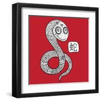 Chinese Zodiac. Animal Astrological Sign. Snake.-Katyau-Framed Art Print