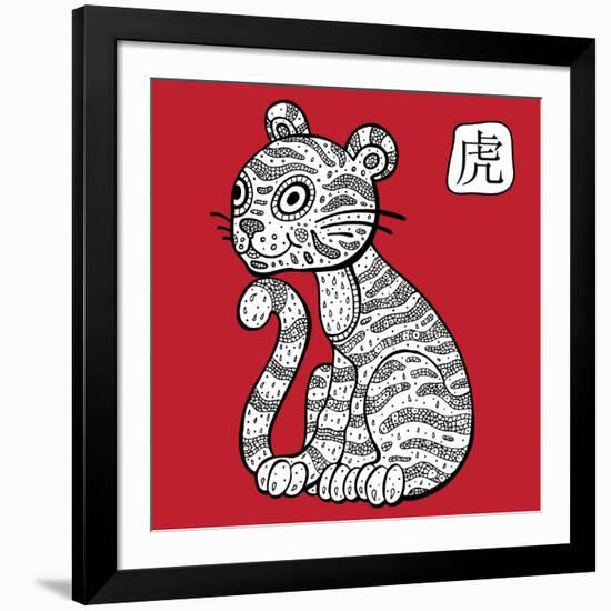 Chinese Zodiac. Animal Astrological Sign. Tiger.-Katyau-Framed Art Print