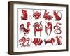 Chinese Zodiac Signs-worksart-Framed Art Print