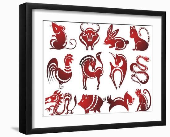 Chinese Zodiac Signs-worksart-Framed Art Print