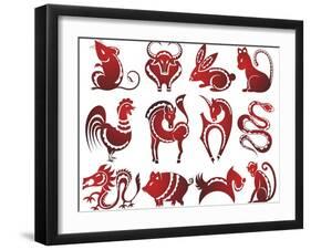 Chinese Zodiac Signs-worksart-Framed Art Print