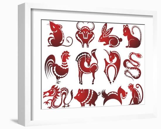 Chinese Zodiac Signs-worksart-Framed Art Print