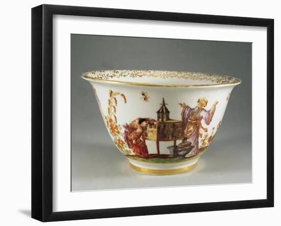 Chinoiserie Decorated Bowl, 1725, Porcelain, Meissen Manufacture, Saxony, Germany-null-Framed Giclee Print