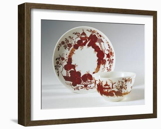 Chinoiserie Decorated Cup and Saucer, Porcelain, 1760-1765-null-Framed Giclee Print