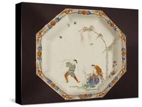 Chinoiserie Decorated Plate, Hard Porcelain Polychrome-null-Stretched Canvas