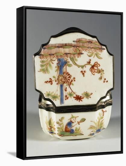 Chinoiserie Decorated Snuffbox Depicting People and Hedge Motifs, Ca 1740, China-null-Framed Stretched Canvas