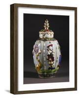 Chinoiserie Decorated Tea Caddy and Pagoda-Shaped Lid, Porcelain-null-Framed Giclee Print