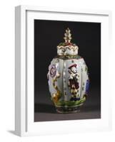 Chinoiserie Decorated Tea Caddy and Pagoda-Shaped Lid, Porcelain-null-Framed Giclee Print