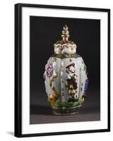 Chinoiserie Decorated Tea Caddy and Pagoda-Shaped Lid, Porcelain-null-Framed Giclee Print