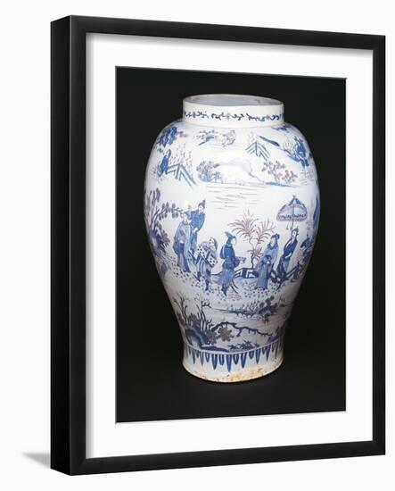 Chinoiserie Decorated Vase, 1720-1725, Maiolica Enamel, Delft Manufacture, Netherlands-null-Framed Giclee Print