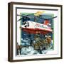 Chinook Helicopter Transporter Arrives at an Oil Rig in the North Sea-Wilf Hardy-Framed Giclee Print