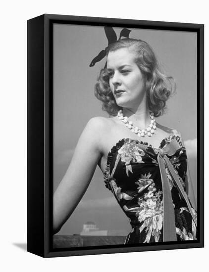 Chintz Used for an Evening Dress, a New Use for This Material-Alfred Eisenstaedt-Framed Stretched Canvas