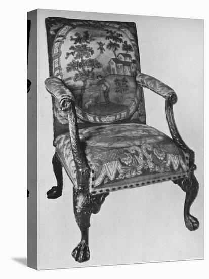 'Chippendale Mahogany Arm-Chair with Needlework Upholstery', mid 18th century, (1928)-Thomas Chippendale-Stretched Canvas