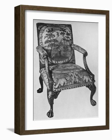 'Chippendale Mahogany Arm-Chair with Needlework Upholstery', mid 18th century, (1928)-Thomas Chippendale-Framed Giclee Print