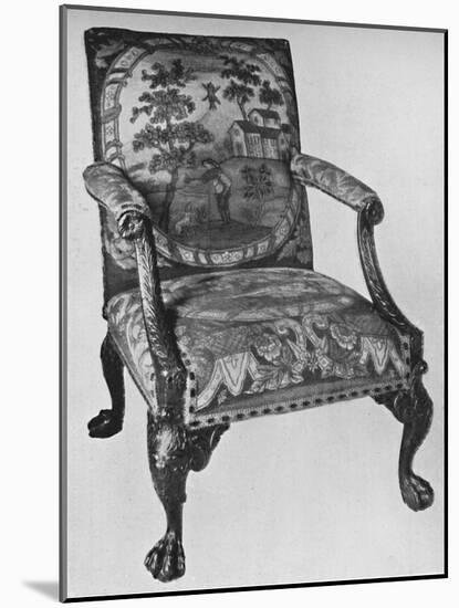 'Chippendale Mahogany Arm-Chair with Needlework Upholstery', mid 18th century, (1928)-Thomas Chippendale-Mounted Giclee Print