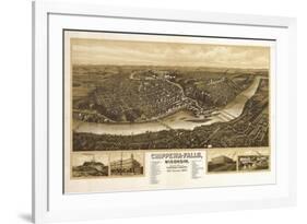 Chippewa Falls, Wisconsin - Panoramic Map-Lantern Press-Framed Premium Giclee Print