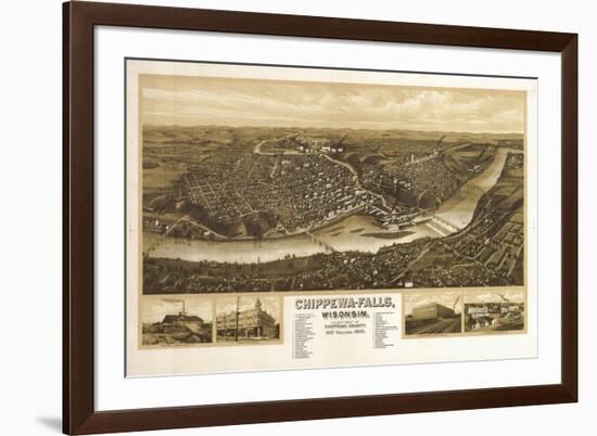 Chippewa Falls, Wisconsin - Panoramic Map-Lantern Press-Framed Premium Giclee Print