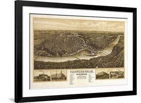 Chippewa Falls, Wisconsin - Panoramic Map-Lantern Press-Framed Premium Giclee Print