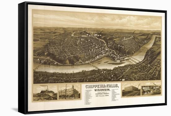 Chippewa Falls, Wisconsin - Panoramic Map-Lantern Press-Framed Stretched Canvas