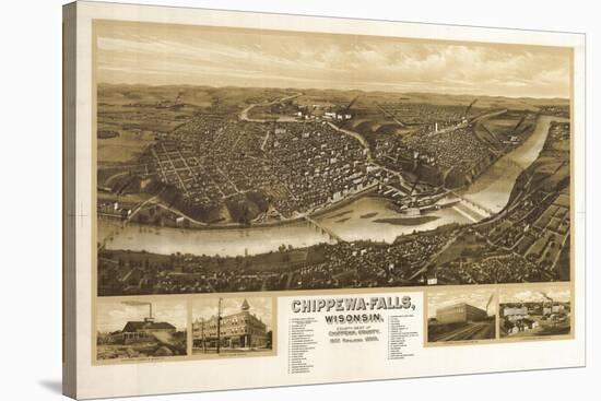 Chippewa Falls, Wisconsin - Panoramic Map-Lantern Press-Stretched Canvas