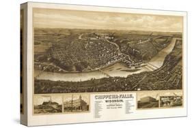Chippewa Falls, Wisconsin - Panoramic Map-Lantern Press-Stretched Canvas