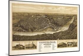 Chippewa Falls, Wisconsin - Panoramic Map-Lantern Press-Mounted Art Print