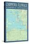 Chippewa Flowage Chart - Sawyer County, Wisconsin-Lantern Press-Stretched Canvas