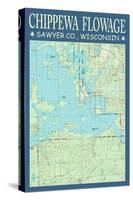 Chippewa Flowage Chart - Sawyer County, Wisconsin-Lantern Press-Stretched Canvas