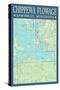 Chippewa Flowage Chart - Sawyer County, Wisconsin-Lantern Press-Stretched Canvas