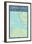 Chippewa Flowage Chart - Sawyer County, Wisconsin-Lantern Press-Framed Art Print