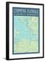 Chippewa Flowage Chart - Sawyer County, Wisconsin-Lantern Press-Framed Art Print