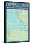 Chippewa Flowage Chart - Sawyer County, Wisconsin-Lantern Press-Framed Stretched Canvas