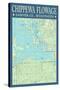 Chippewa Flowage Chart - Sawyer County, Wisconsin-Lantern Press-Stretched Canvas